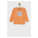 Detská bavlnená košeľa s dlhým rukávom Tom Tailor oranžová farba, s nášivkou