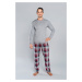 Men's pajamas Walenty, long sleeves, long trousers - melange/print