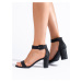 Dizajnové sandále čierne dámske na širokom podpätku
