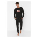 Trendyol Men's Black Printed Regular Fit Knitted Pajamas Set