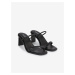 Čierne dámske kožené pantofle na podpätku Calvin Klein Heel Mule