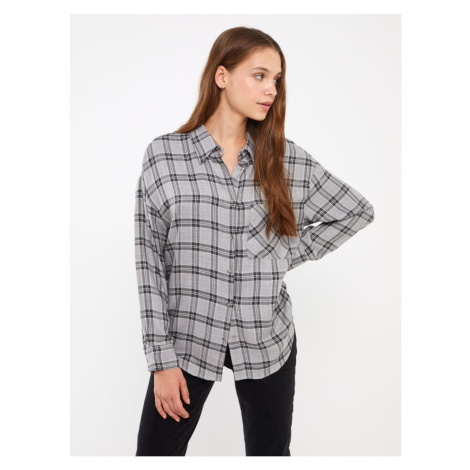 LC Waikiki Women's Plaid Long Sleeve Oversize Shirt