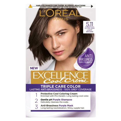 Permanentná farba Loréal Excellence Cool Creme 5.11 ultra popolavá svetlá hnedá - L’Oréal Paris 