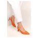 Shoeberry Women's Rella Orange Mesh Stiletto Heel Shoes