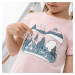 Detské turistické tričko MH100 2-6 rokov bledoružové fosforeskujúce