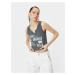 Koton V-Neck Printed Crop Top Sleeveless Short T-Shirt