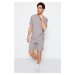 Trendyol Gray Regular Fit Knitted Pajama Set with Shorts