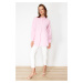 Trendyol Pink Pearl Detailed Cotton Woven Shirt