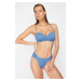 Trendyol Blue Gathered Brazilian Bikini Bottom