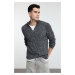 Trendyol Anthracite Casual Unisex Half Turtleneck Flecked Knitwear Sweater