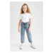 DEFACTO Girls' Slouchy Sustainable Jeans