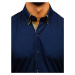 Tmavomodrá pánska elegantá košeľa s dlhými rukávmi BOLF 4708