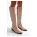 Shoeberry Women's Deny Beige Skin Boots Beige Skin