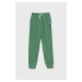 Detské tepláky Abercrombie & Fitch zelená farba, jednofarebné