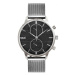 Štýlové pánske hodinky strieborno-čiernej farby s kovovým remienkom