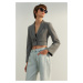 Trendyol Limited Edition Grey Crop Woven Blazer Jacket