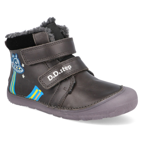 Barefoot detské zimné topánky D.D.step W073-355A tmavošedé