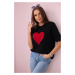 Cotton blouse with black heart print