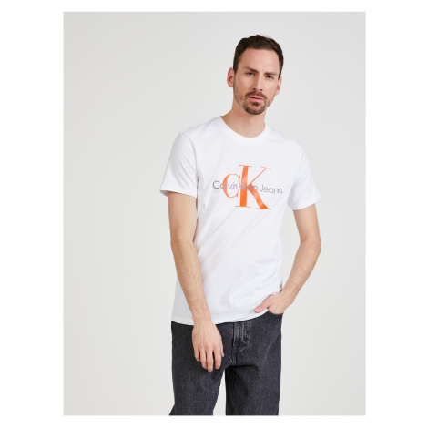 White Men's T-Shirt with Calvin Klein Jeans Print - Men's