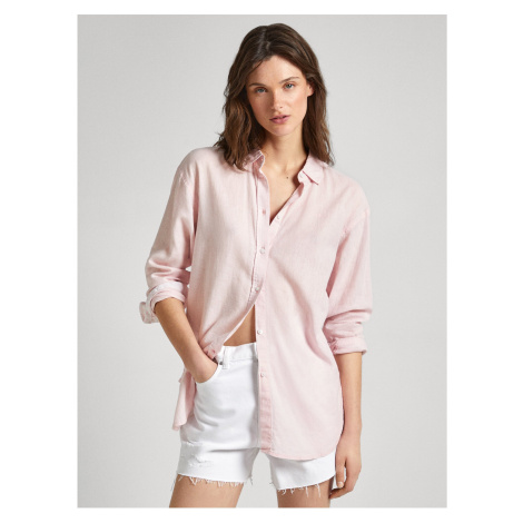 Light pink women's linen shirt Pepe Jeans Philly - Women's