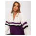 Ecru-purple oversize sweater with collar