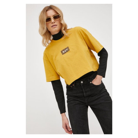 Bavlnené tričko HUF žltá farba