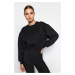 Trendyol Black Thick Fleece Inside, Stone Detail, Regular/Regular Knitted Sweatshirt