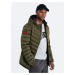 Ombre Men's quilted jacket with satin finish - dark olive green