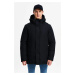 D1fference Pánsky čierny podšitý zimný kabát & kabát & parka, vodeodolný a vetruodolný s odnímat