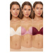 Trendyol Ten-Multicolored 3-Pack Polyamide String Strap Push Up T-Shirt Bra Knitted Bra