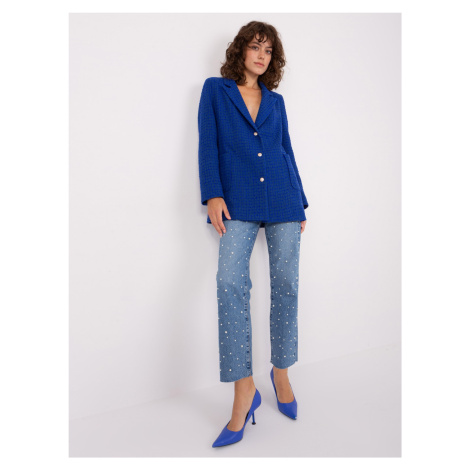 Cobalt blue women's blazer with pockets