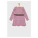 Dievčenské šaty United Colors of Benetton ružová farba, midi, áčkový strih