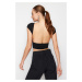 Trendyol Black Crop Unlined Shiny Knitted Blouse