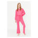 Trendyol Fuchsia Pleated Viscose Knitted Pajamas Set