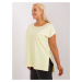 Light yellow women's basic cotton blouse plus size