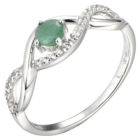 Brilio Silver Očarujúce strieborný prsteň so smaragdom Precious Stone SR00716P 58 mm