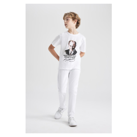 DEFACTO Boy's Straight Fit Straight Leg White Jean Trousers