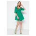 Trendyol Green mini pás otvorené tkané šaty s balónovým rukávom