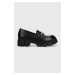 Kožené mokasíny Karl Lagerfeld ARIA dámske, čierna farba, na platforme, KL43210