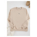 Trendyol Stone Crew Neck Long Sleeve Sweatshirt