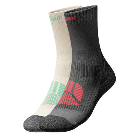 CRIVIT Dámske trekingové ponožky, 2 páry (čierna/béžová/sivá)
