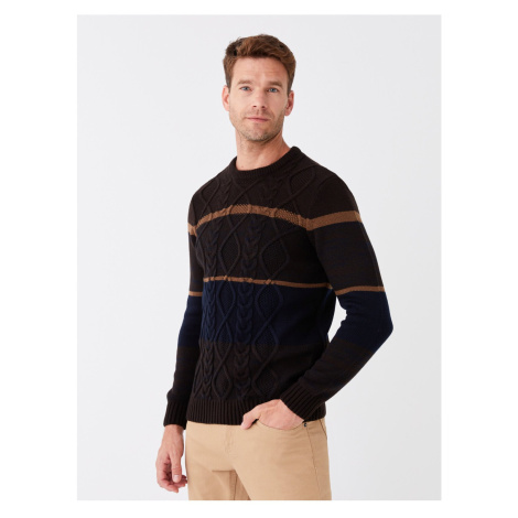 LC Waikiki Crew Neck Long Sleeve Color Block Men's Knitwear Sweater