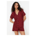 Trendyol Burgundy Heart Viscose Woven Pajamas Set