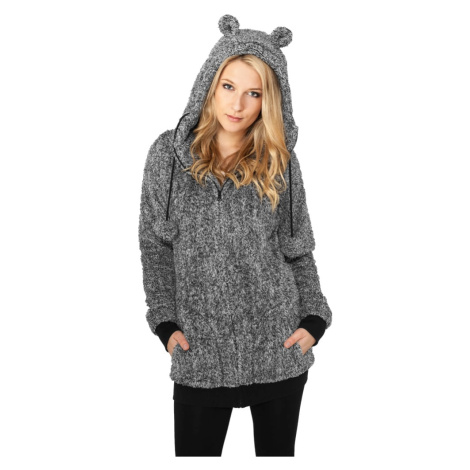 Women's Melange Teddy Zip Hoody blk/wht Urban Classics