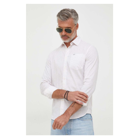 Bavlnená košeľa Pepe Jeans Curtis pánska, biela farba, slim, s klasickým golierom
