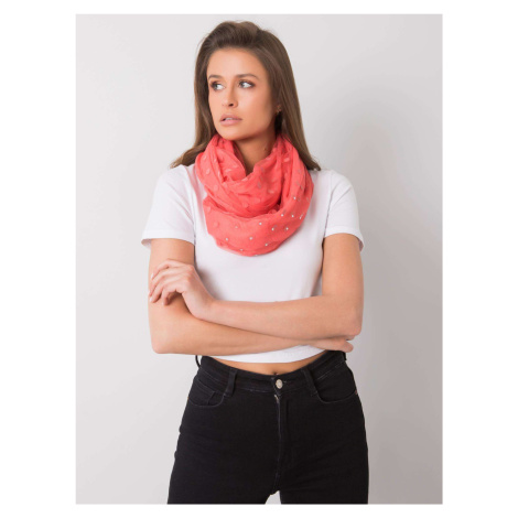 Coral polka dot scarf with patch