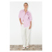 Trendyol Limited Edition Pink Oversize Striped Rose Detailed Woven Shirt