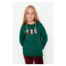 Trendyol Emerald Green Girls' Sweatshirt with Print Detail