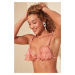 Trendyol Rose-Dried Laser Cut Frilled Bikini Top