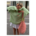 Madmext Mad Girls Oversize Green Sweater